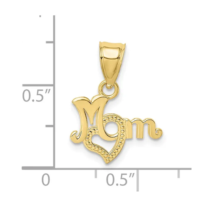 TreasureFineJewelers Necklaces 10K MOM With Heart Pendant