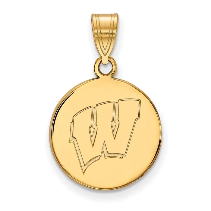 TreasureFineJewelers Necklaces 10K Yellow Gold University of Wisconsin Medium Disc Pendant TreasureFineJewelers Necklaces 10K Yellow Gold University of Wisconsin Medium Disc Pendant