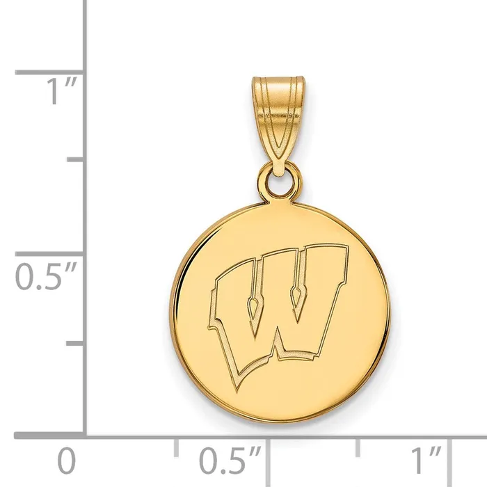 TreasureFineJewelers Necklaces 10K Yellow Gold University of Wisconsin Medium Disc Pendant