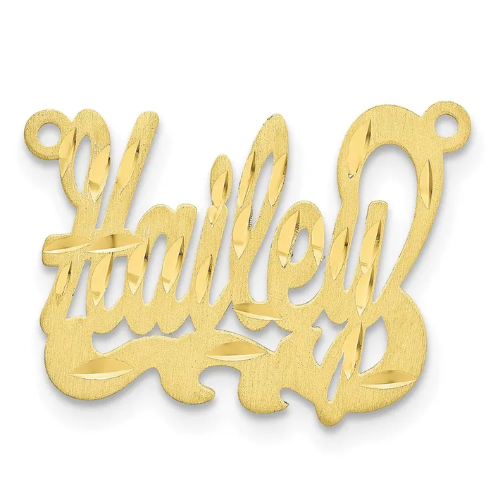 TreasureFineJewelers Necklaces 10KY Satin Diamondcut Name Plate