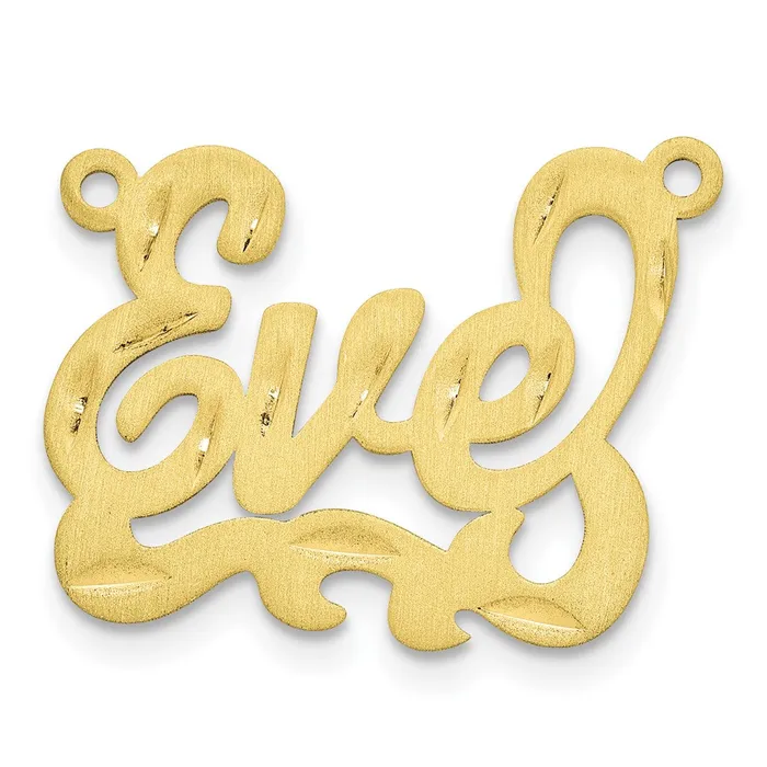 TreasureFineJewelers Necklaces 10KY Satin Diamondcut Name Plate