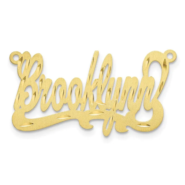 TreasureFineJewelers Necklaces 10KY Satin Diamondcut Name Plate