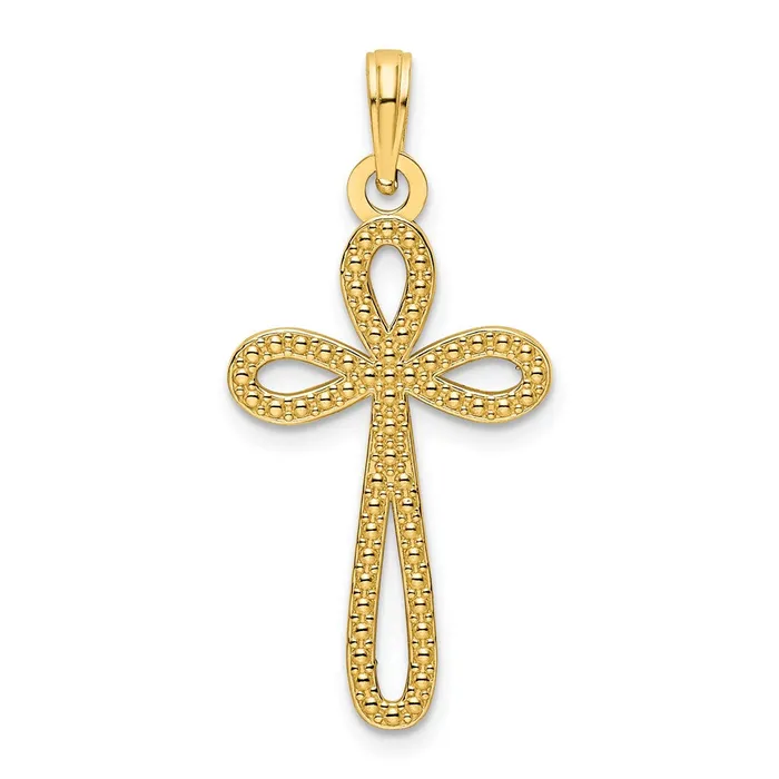 TreasureFineJewelers Necklaces 14K Beaded Cross Pendant