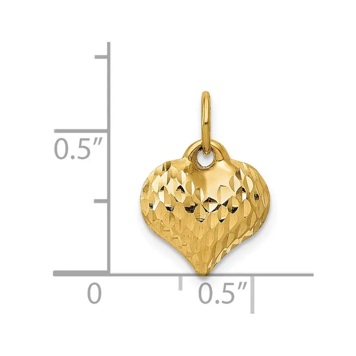 TreasureFineJewelers Necklaces 14K Polished and Textured 3D Heart Pendant