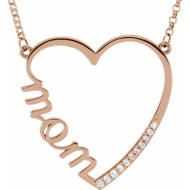 TreasureFineJewelers Necklaces 14K Rose 110 CTW Diamond Mom Heart 17 Necklace TreasureFineJewelers Necklaces 14K Rose 110 CTW Diamond Mom Heart 17 Necklace