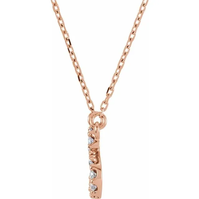 TreasureFineJewelers Necklaces 14K Rose Gold 08 CTW Natural Diamond Initial T 16 Necklace