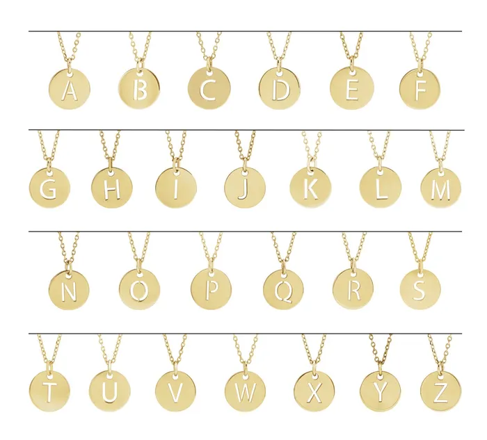 TreasureFineJewelers Necklaces 14K Rose Gold Initial S 10 mm Disc Pendant