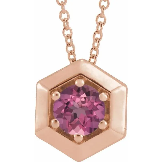 TreasureFineJewelers Necklaces 14K Rose Gold Natural Pink Tourmaline Geometric 1618 Necklace TreasureFineJewelers Necklaces 14K Rose Gold Natural Pink Tourmaline Geometric 1618 Necklace