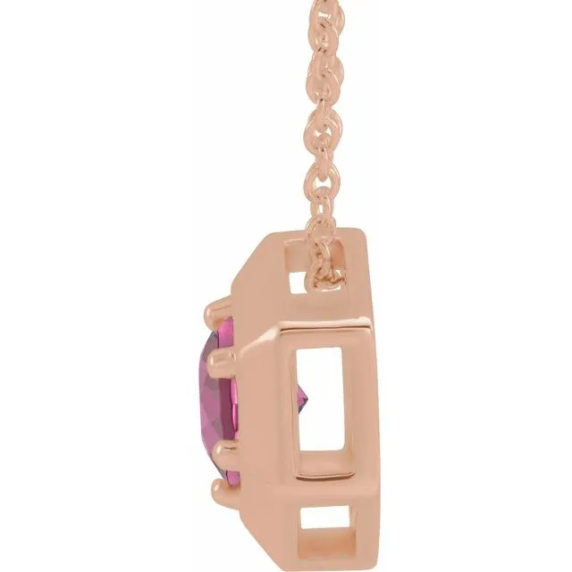 TreasureFineJewelers Necklaces 14K Rose Gold Natural Pink Tourmaline Geometric 1618 Necklace