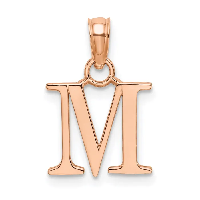 TreasureFineJewelers Necklaces 14K Rose Gold Polished Block Letter M Initial Pendant