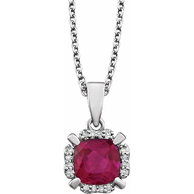 TreasureFineJewelers Necklaces 14K White Created Ruby 05 CTW Diamond 18 Necklace TreasureFineJewelers Necklaces 14K White Created Ruby 05 CTW Diamond 18 Necklace