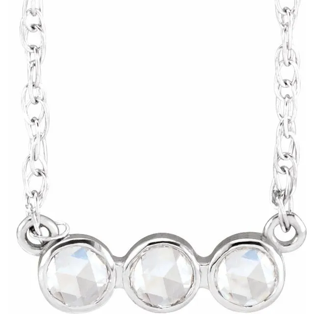 TreasureFineJewelers Necklaces 14K White Gold 18 CTW Rose GoldCut Natural Diamond 18 Necklace