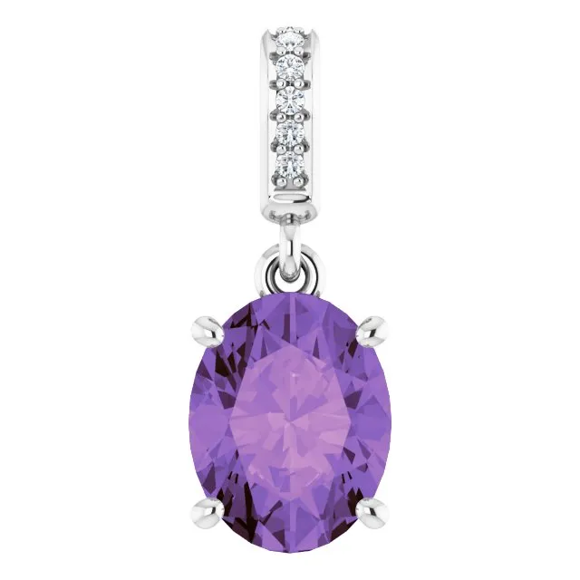 TreasureFineJewelers Necklaces 14K White Gold 9x7 mm Oval Natural Amethyst and 03 CTW Natural Diamond Pendant TreasureFineJewelers Necklaces 14K White Gold 9x7 mm Oval Natural Amethyst and 03 CTW Natural Diamond Pendant