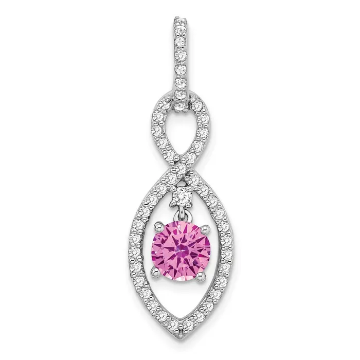 TreasureFineJewelers Necklaces 14k White Gold Created Pink Sapphire and Diamond Pendant TreasureFineJewelers Necklaces 14k White Gold Created Pink Sapphire and Diamond Pendant