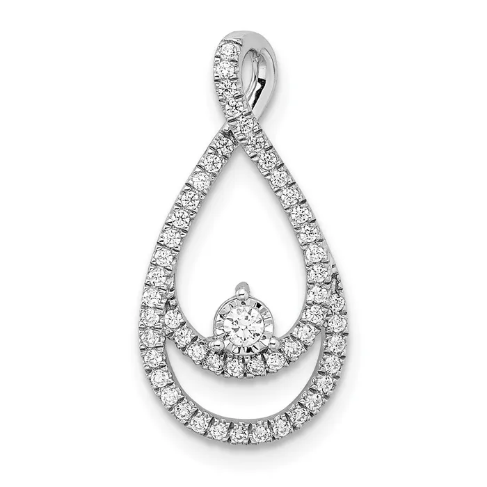 TreasureFineJewelers Necklaces 14k White Gold Diamond Teardrop Chain Slide TreasureFineJewelers Necklaces 14k White Gold Diamond Teardrop Chain Slide