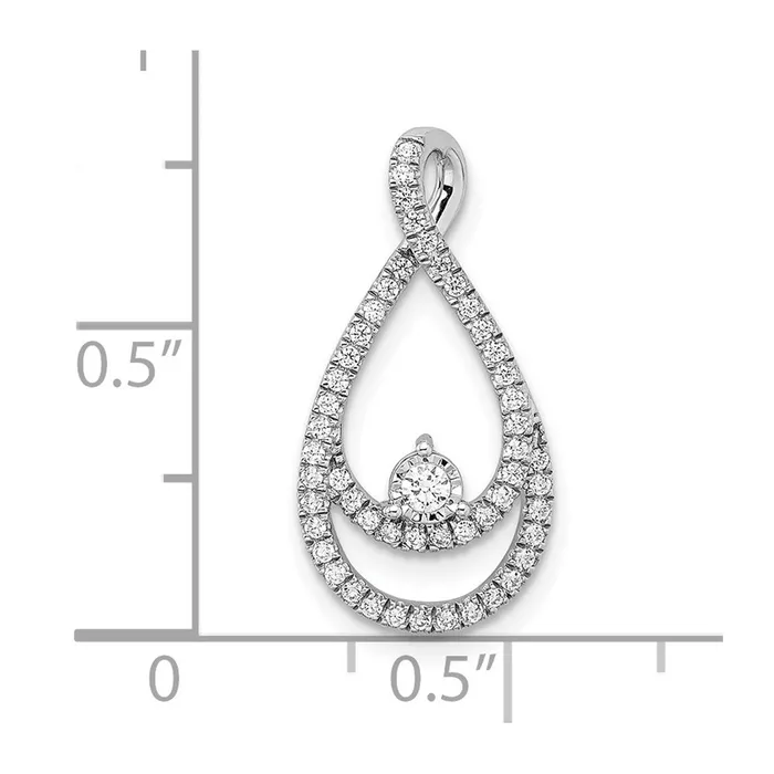 TreasureFineJewelers Necklaces 14k White Gold Diamond Teardrop Chain Slide
