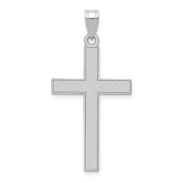 TreasureFineJewelers Necklaces 14k White Gold Florentine Satin Cross Pendant TreasureFineJewelers Necklaces 14k White Gold Florentine Satin Cross Pendant