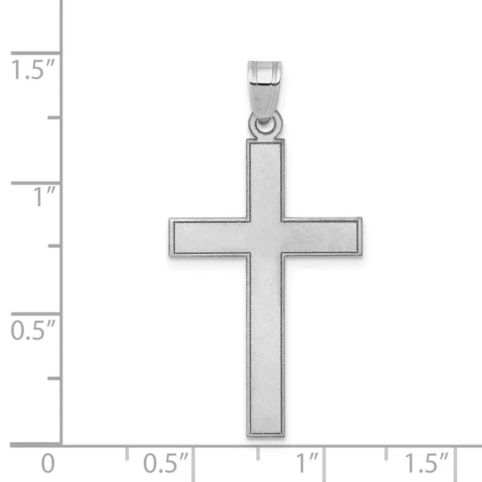 TreasureFineJewelers Necklaces 14k White Gold Florentine Satin Cross Pendant