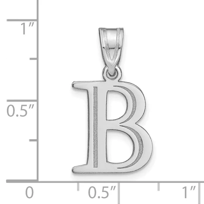 TreasureFineJewelers Necklaces 14k White Gold Polished Etched Letter B Initial Pendant