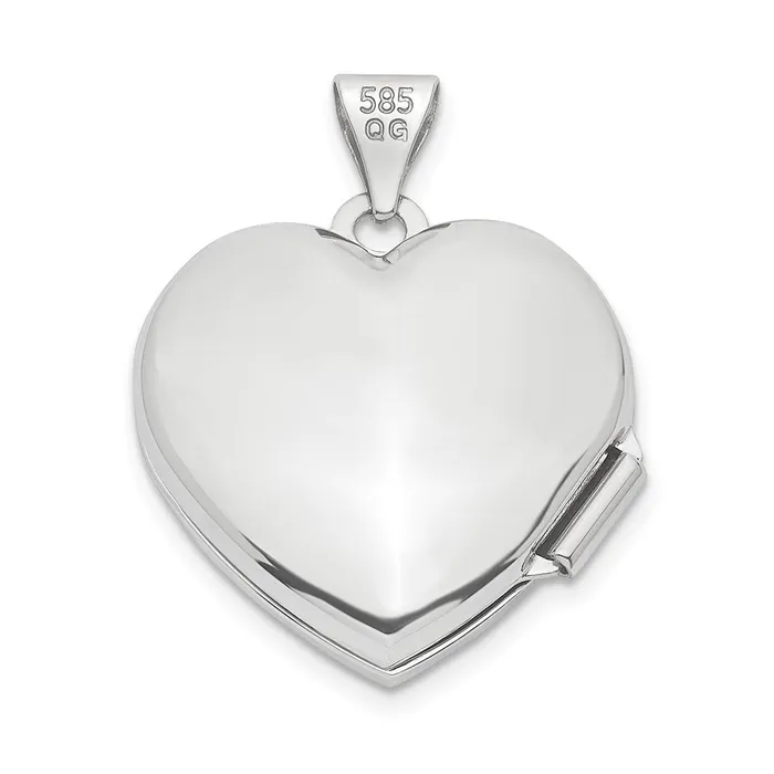 TreasureFineJewelers Necklaces 14k White Gold Tree 18mm Heart Locket