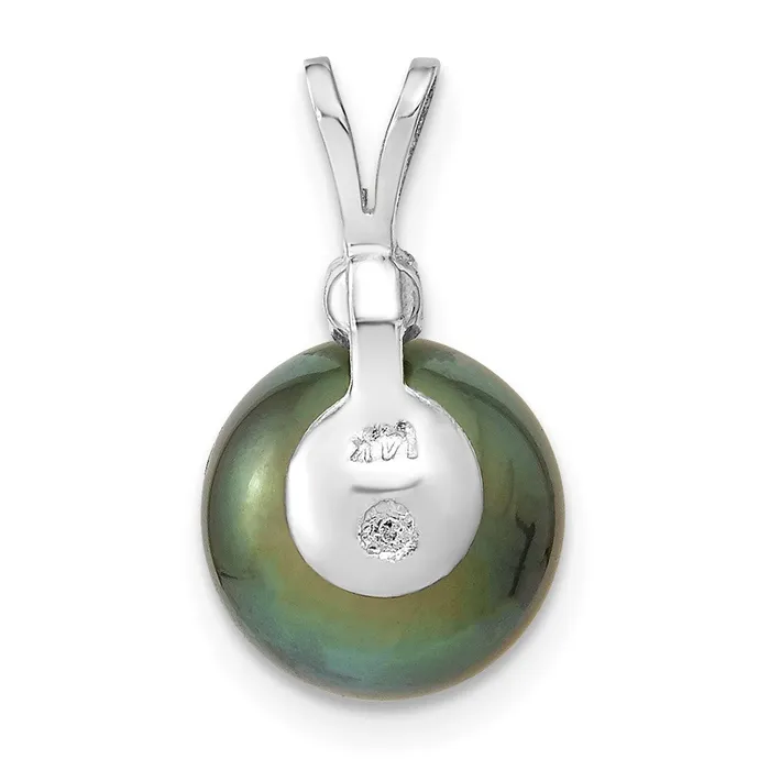TreasureFineJewelers Necklaces 14k White Gold WG 1011mm Round Saltwater Cultured Tahitian Pearl 05ct Dia Pendant