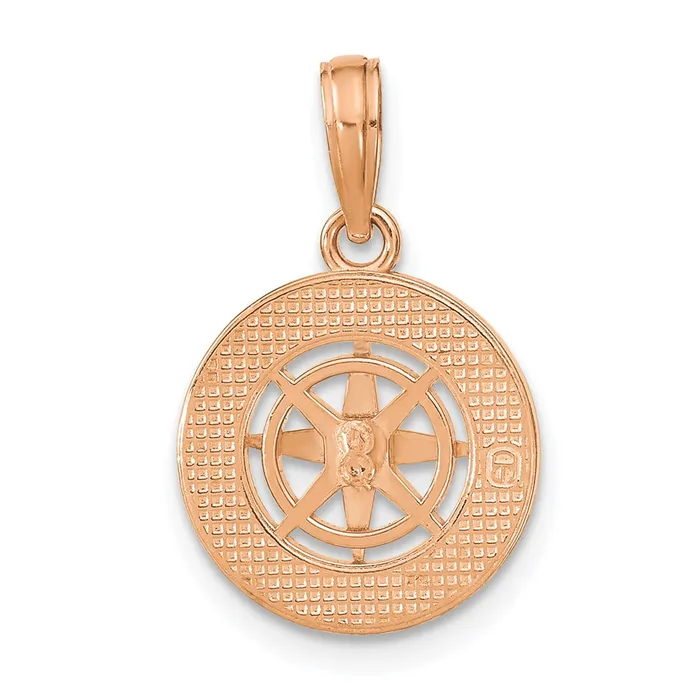 TreasureFineJewelers Necklaces 14K WhiteRose Gold Rose and White Gold Medium Nautical Compass Pendant