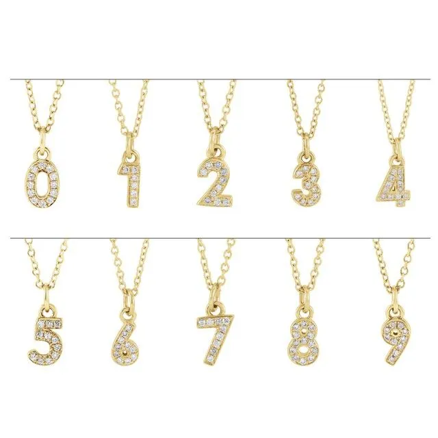 TreasureFineJewelers Necklaces 14K Yellow Gold 04 CTW Natural Diamond Numeral 3 1618 Necklace