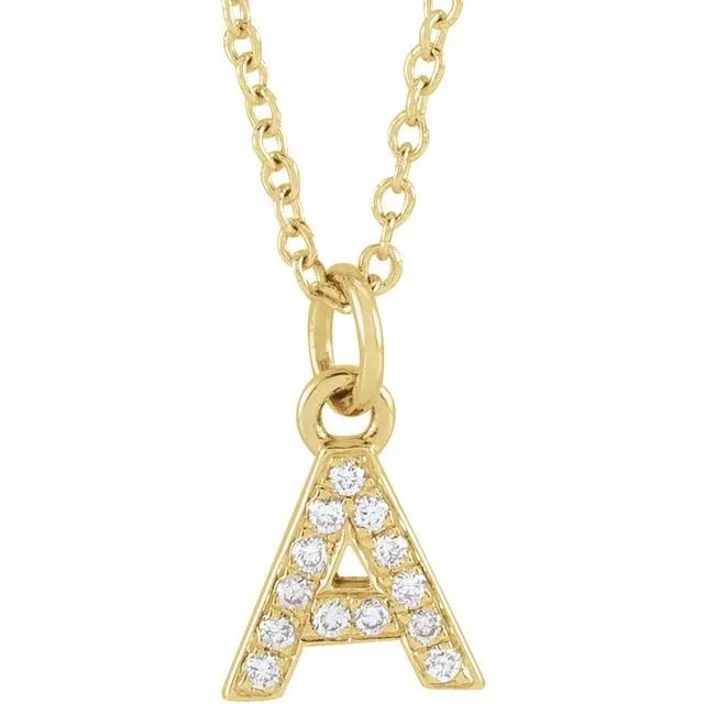 TreasureFineJewelers Necklaces 14K Yellow Gold 05 CTW Natural Diamond Petite Initial A 1618 Necklace TreasureFineJewelers Necklaces 14K Yellow Gold 05 CTW Natural Diamond Petite Initial A 1618 Necklace