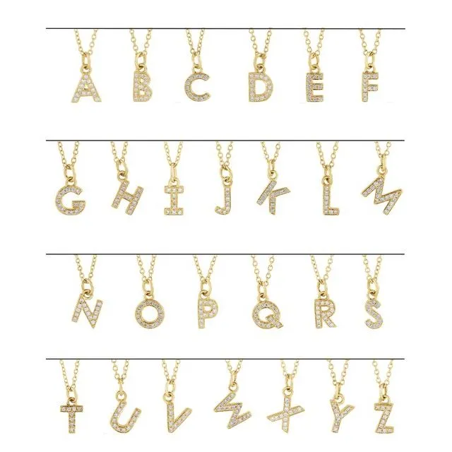 TreasureFineJewelers Necklaces 14K Yellow Gold 05 CTW Natural Diamond Petite Initial A 1618 Necklace
