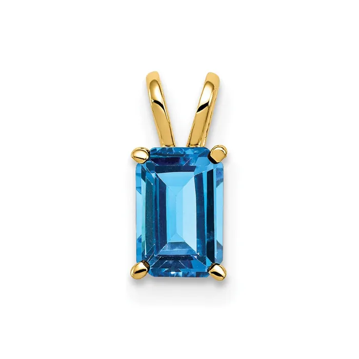 TreasureFineJewelers Necklaces 14k Yellow Gold 6x4mm Emerald Cut Blue Topaz pendant TreasureFineJewelers Necklaces 14k Yellow Gold 6x4mm Emerald Cut Blue Topaz pendant