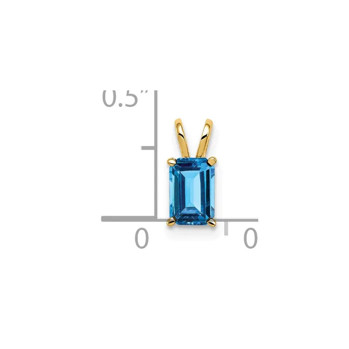 TreasureFineJewelers Necklaces 14k Yellow Gold 6x4mm Emerald Cut Blue Topaz pendant