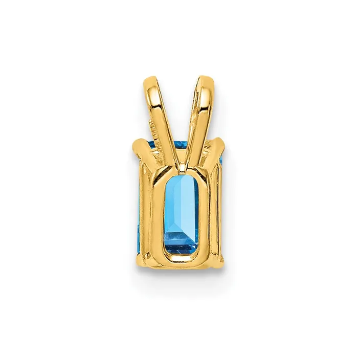 TreasureFineJewelers Necklaces 14k Yellow Gold 6x4mm Emerald Cut Blue Topaz pendant