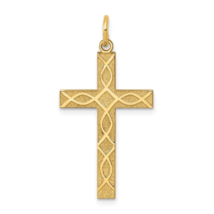 TreasureFineJewelers Necklaces 14k Yellow Gold Laser Designed Cross Pendant TreasureFineJewelers Necklaces 14k Yellow Gold Laser Designed Cross Pendant