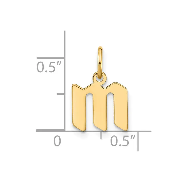TreasureFineJewelers Necklaces 14k Yellow Gold Lowercase Letter M Initial Pendant