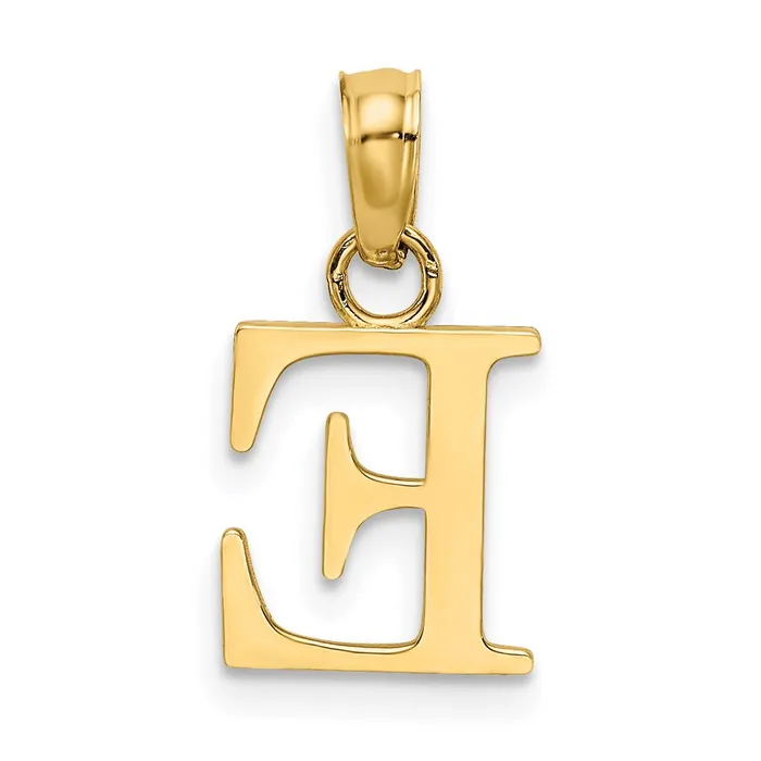 TreasureFineJewelers Necklaces 14k Yellow Gold Polished Block Letter E Initial Pendant