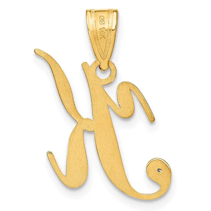 TreasureFineJewelers Necklaces 14k Yellow Gold Script Letter K Initial Pendant with Diamond