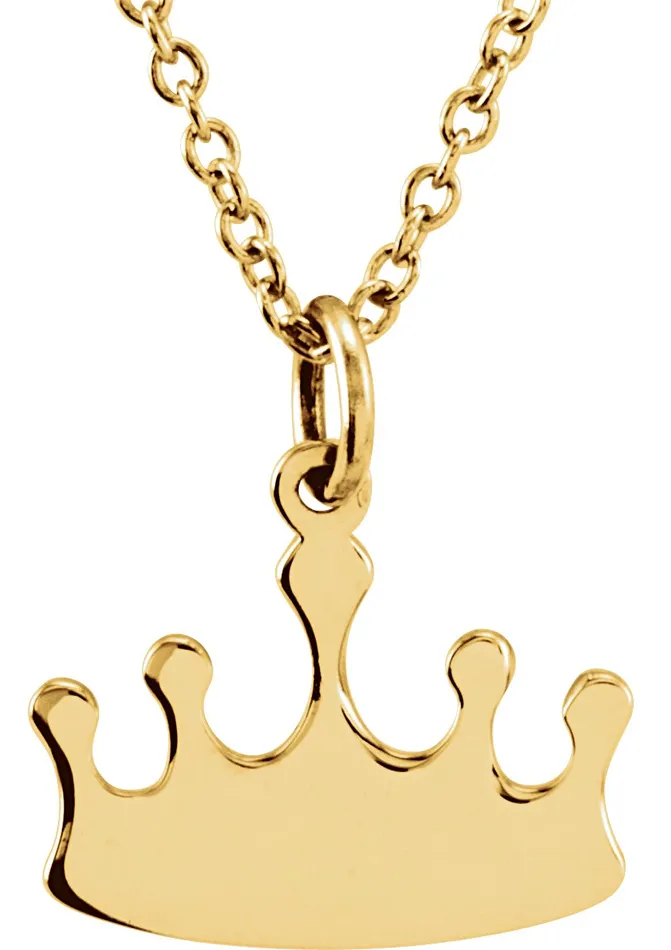 TreasureFineJewelers Necklaces 14K Yellow Gold Tiny Posh Crown 1618 Necklace