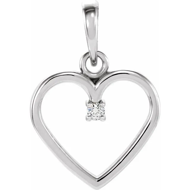 TreasureFineJewelers Necklaces Platinum 02 CTW Diamond Heart Pendant