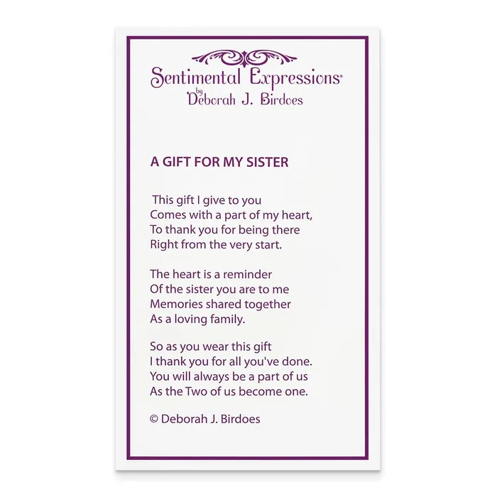 TreasureFineJewelers Necklaces Sentimental Expressions Sterling Silver Rhodiumplated A Gift For My Sister For My Bridesmaid 18in Necklace