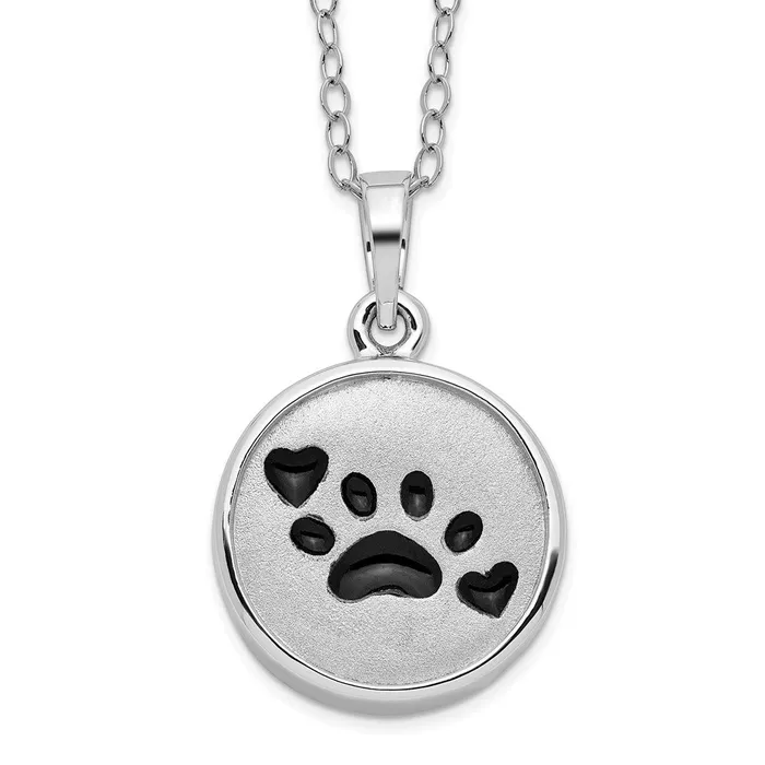 TreasureFineJewelers Necklaces Sentimental Expressions Sterling Silver Rhodiumplated Enameled Paw Print Ash Holder 18in Necklace TreasureFineJewelers Necklaces Sentimental Expressions Sterling Silver Rhodiumplated Enameled Paw Print Ash Holder 18in Necklace