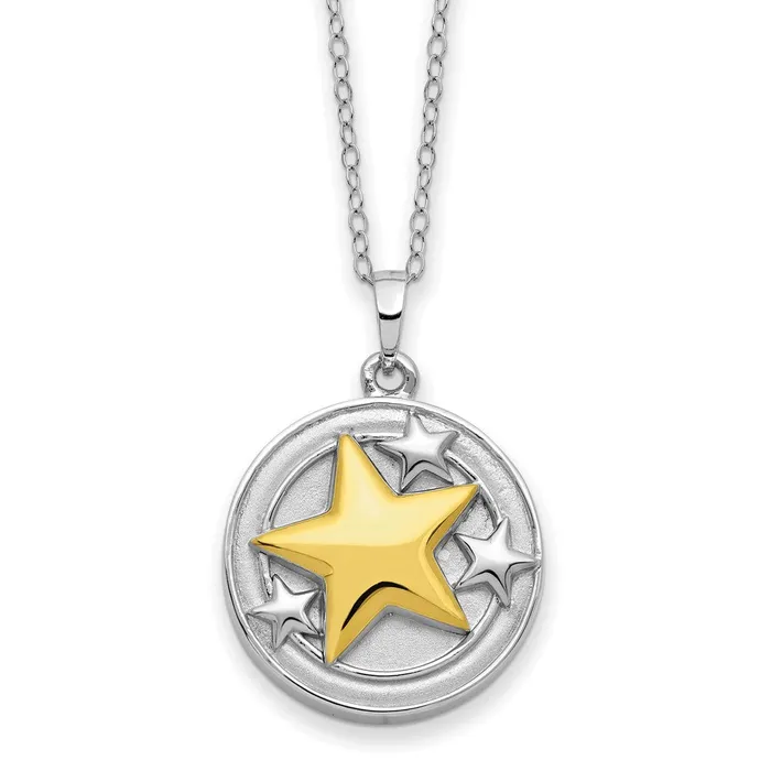TreasureFineJewelers Necklaces Sentimental Expressions Sterling Silver Rhodiumplated Goldplated Your Brightest Star Ash Holder 18in Necklace TreasureFineJewelers Necklaces Sentimental Expressions Sterling Silver Rhodiumplated Goldplated Your Brightest Star Ash Holder 18in Necklace
