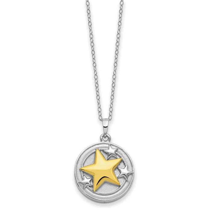 TreasureFineJewelers Necklaces Sentimental Expressions Sterling Silver Rhodiumplated Goldplated Your Brightest Star Ash Holder 18in Necklace