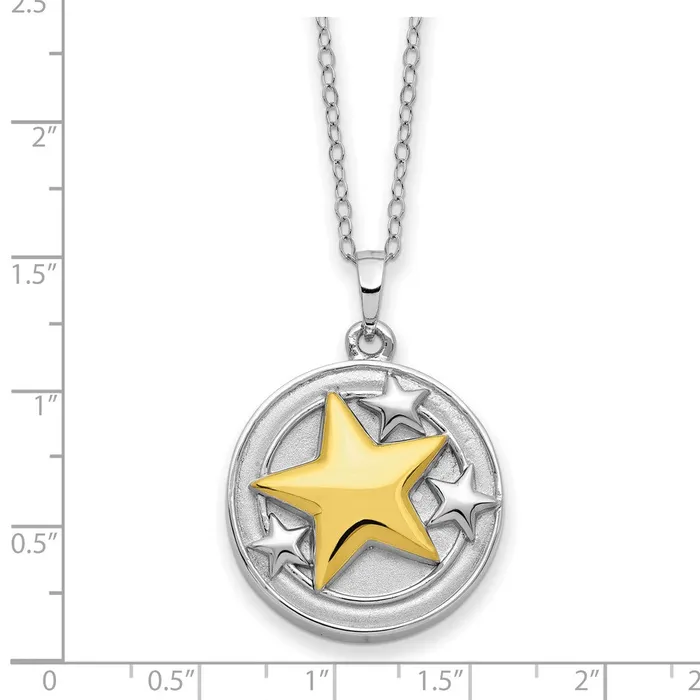 TreasureFineJewelers Necklaces Sentimental Expressions Sterling Silver Rhodiumplated Goldplated Your Brightest Star Ash Holder 18in Necklace