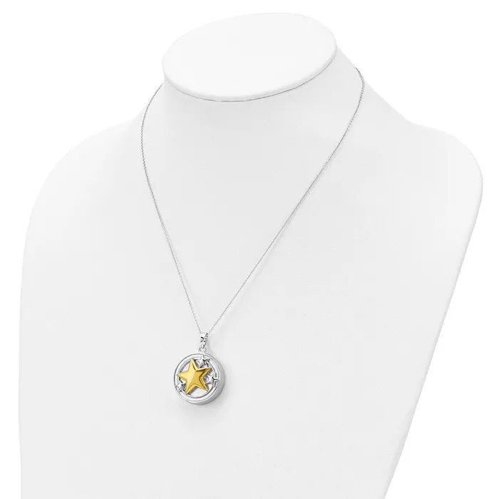 TreasureFineJewelers Necklaces Sentimental Expressions Sterling Silver Rhodiumplated Goldplated Your Brightest Star Ash Holder 18in Necklace