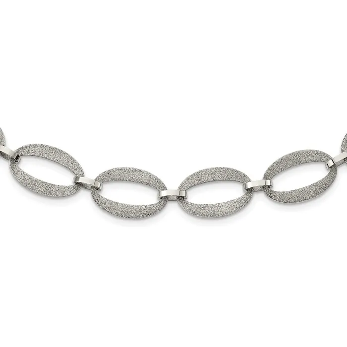 TreasureFineJewelers Necklaces Stainless Steel Polished Laser Cut 17in w175in ext Necklace TreasureFineJewelers Necklaces Stainless Steel Polished Laser Cut 17in w175in ext Necklace