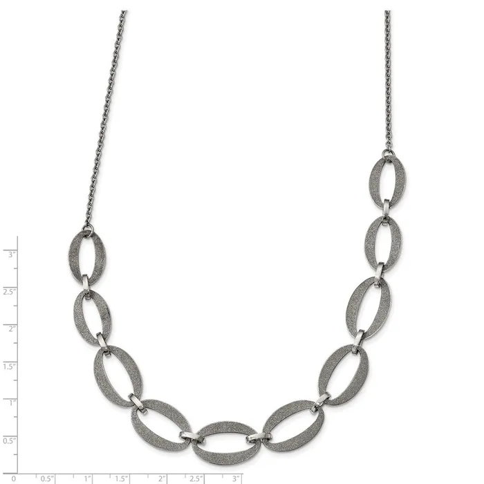 TreasureFineJewelers Necklaces Stainless Steel Polished Laser Cut 17in w175in ext Necklace