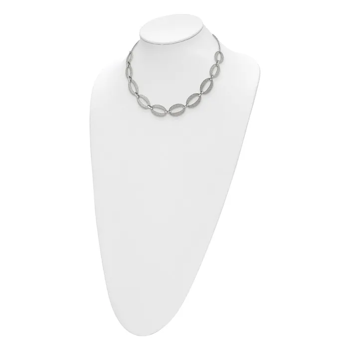 TreasureFineJewelers Necklaces Stainless Steel Polished Laser Cut 17in w175in ext Necklace