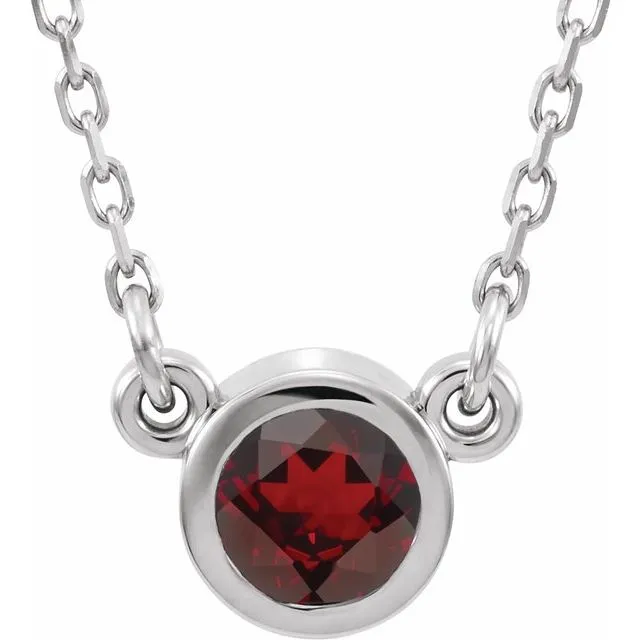 TreasureFineJewelers Necklaces Sterling Silver 3 mm Round Mozambique Garnet BezelSet Solitaire 16 Necklace TreasureFineJewelers Necklaces Sterling Silver 3 mm Round Mozambique Garnet BezelSet Solitaire 16 Necklace