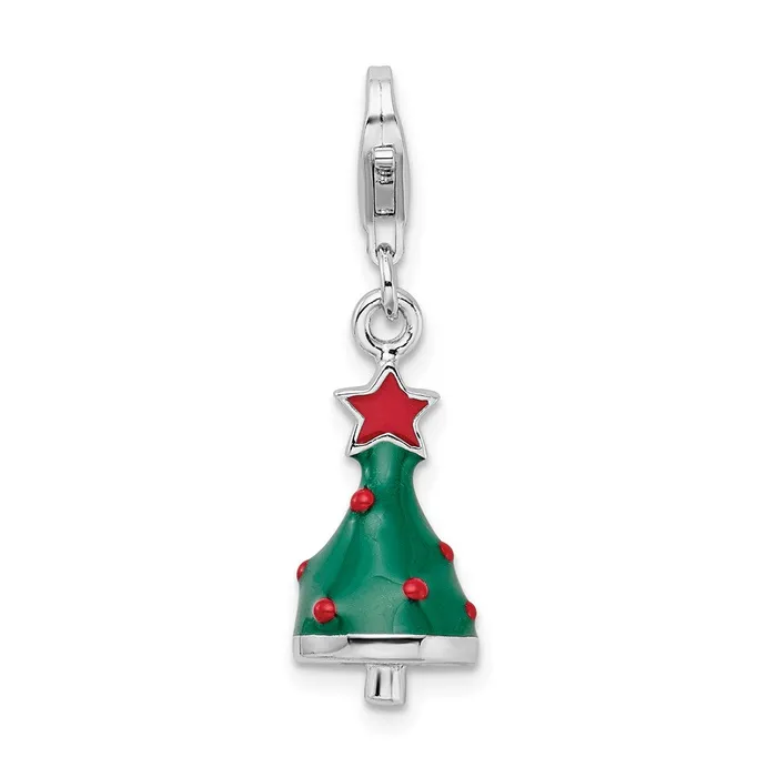 TreasureFineJewelers Necklaces Sterling Silver Amore La Vita Rhodpl 3D Enameled Christmas Tree Charm TreasureFineJewelers Necklaces Sterling Silver Amore La Vita Rhodpl 3D Enameled Christmas Tree Charm