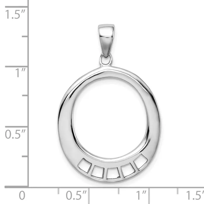 TreasureFineJewelers Necklaces Sterling Silver Amore La Vita Rhodpl Polished Oval Charm Carrier Pendant